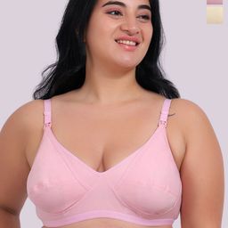 Fabme Pack Of 2 Plus Size Full Coverage Cut and Sew Cotton Non Padded Bra-picture-7