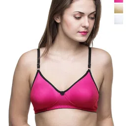 Docare Pack of 3 Full Coverage Non Padded Cotton T-shirt Bra-All Day Comfort-image-55