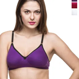 Docare Pack Of 3 Full Coverage Non Padded Non-Wired Cotton T-shirt Bra-All Day Comfort-14