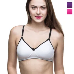 Docare Pack of 3 Full Coverage Non Padded Cotton T-shirt Bra-All Day Comfort-image-53
