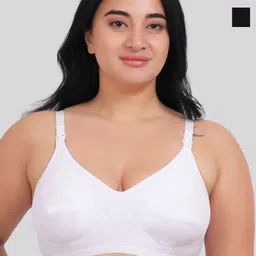 Fabme Pack Of 2 Plus Size Full Coverage Cut and Sew Cotton Non Padded Bra-picture-8