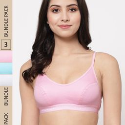 College Girl Pack Of 3 Non Padded Full Coverage All Day Comfort Sports Bra-image-49