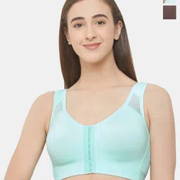 Soie Pack of 2 Front Closure Full Coverage Non Padded Non Wired Posture Correction Bra-4