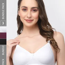 College Girl Pack Of 3 Cotton All Day Comfort Full Coverage Super Support Seamless Bra-picture-16