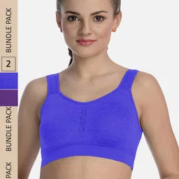 FIMS Pack Of 2 Seamless Non-Wired Non-Padded High-Support Dry-Fit Work-Out Bra-picture-11