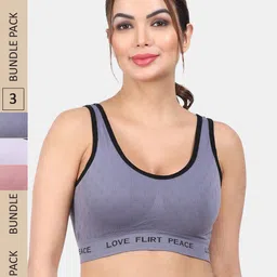 Amour Secret Pack Of 3 Lightly Padded Medium Impact Anti-Odour Sports Bra-picture-16