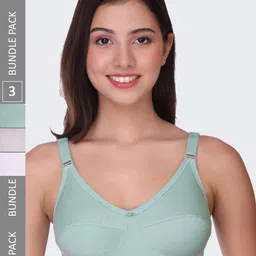 POOJA RAGENEE Pack Of 3 Full Coverage Non-Wired Lightly Padded Cotton Everyday Bras-image-80