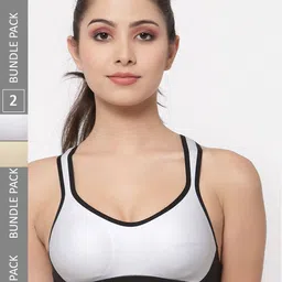 College Girl Pack Of 2 Full Coverage Lycra Sports Bra with Side Shaper-picture-21
