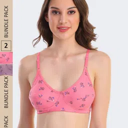POOJA RAGENEE Pack Of 2 Floral Printed Full Coverage Everyday Cotton Bra-image-8