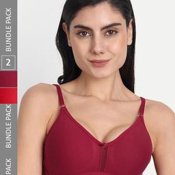Aimly Pack Of 2 Full Coverage Non Padded Cotton T-shirt Bra With All Day Comfort-50