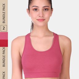 POOJA RAGENEE Pack Of 2 Non Padded Full Coverage All Day Comfort Seamless Sports Bra-image-25