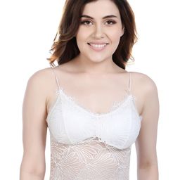 PLUMBURY Floral Lace Non-Wired Rapid Dry Lightly Padded Medium Coverage Bralette Bra-4