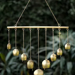 DULI Gold-Toned Cow Bells Wall Hanging Metal Wind Chime-44