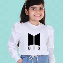 BAESD Girls Graphic Printed Puff Sleeve Crepe Top-image-95