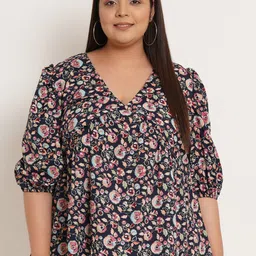U&F Beyond Floral Print Puff Sleeve Crepe Top-image-11