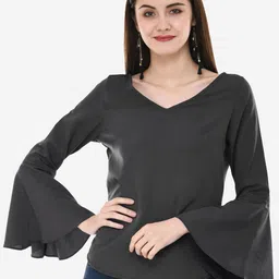 V&M Bell Sleeve Crepe Top-image-99