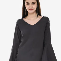 V&M V-Neck Bell Sleeve Top-image-96