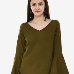 V&M V-Neck Bell Sleeve Top-image-97