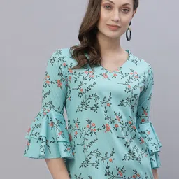 Style Quotient Green Floral Print Crepe Top-image-47