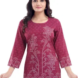Saree Swarg Magenta Floral Print Crepe Top-image-58