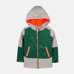 Cherry Crumble Unisex Kids Green Grey Colourblocked Windcheater Open Front Jacket-image-62