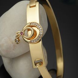 ZENEME Women Gold-Plated American Diamond Cuff Bracelet-image-83