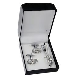 LUCKY JEWELLERY Silver Plated Geometric Cufflink-image-1
