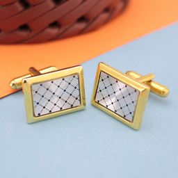 Kavove Men Silver-Toned & Gold-Toned The Check Tech Cufflink-13