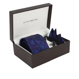 Peter England Men Embroidered Tie Pocket Square And Cufflink Accessory Gift Set-image-45