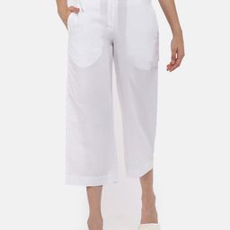 GRASS by Gitika Goyal Women White Classic Loose Fit High-Rise Culottes Trousers-image-35