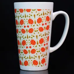 KOLOROBIA White & Red Floral Printed Ceramic Glossy Irish Mug - 425 ML-54