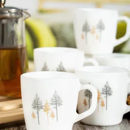 Cello White & Yellow Set of 12 Dishwasher & Microwave Safe Opalware Glossy Mugs 180ml Each-14