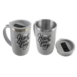 Kuber Industries Grey & Black 2 Pieces Printed Dishwasher Safe Matte Mugs With Lid-19