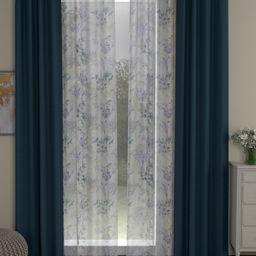 ROSARA HOME Navy Blue & White Set of 4 Long Door Curtain-image-32