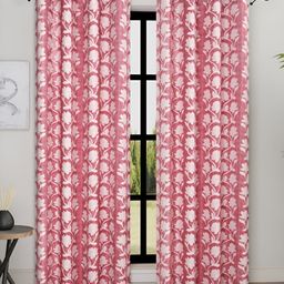 Aura Pink & Maroon 2 Pieces Floral Room Darkening Long Door Curtains-6