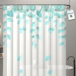 Kuber Industries 6-Pcs Green & White Printed Shower Curtains-5