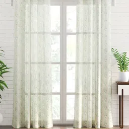 Home Centre Corsica White & Teal 2-Pieces Ethnic Motifs Sheer Door Curtain-19