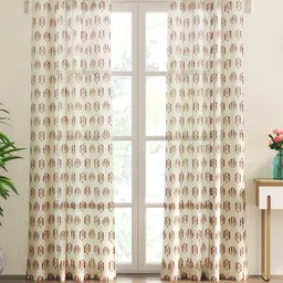 Home Centre Corsica Brown & White 2 Pieces Ethnic Motifs Sheer Door Curtains-26