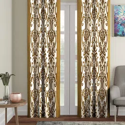 Cortina Set of 2 Beige & White Door Curtains-23