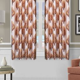 Aura Beige Set of 2 Floral Room Darkening Window Curtain-41