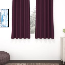 Story@Home Faux Silk Solid Solid 300GSM Purple Room Darkening Blackout Window Curtain - Set of 2-7