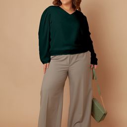Zink Curve Plus Size V-Neck Top-22