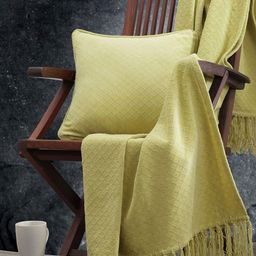 MASPAR Colorart Blaize Yellow Textured 256 GSM Square Cotton Cushion Cover-image-4