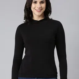 TWIN BIRDS Women High Neck Drop-Shoulder Sleeves Monochrome Cut Outs Slim Fit T-shirt-picture-28