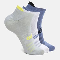 ADIDAS Men White & Blue Pack of 3 Patterned Low Cut Socks-28