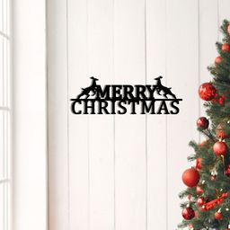 eCraftIndia Black Merry Christmas Ready to Hang Wood Wall Art Cutout Home Decor-image-93