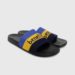 United Colors of Benetton Men Black & Blue Colourblocked Sliders-picture-20
