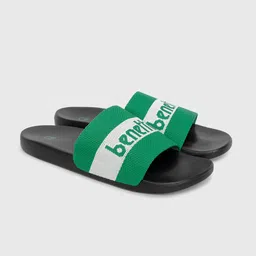United Colors of Benetton Men Green & White Colourblocked Sliders-picture-11