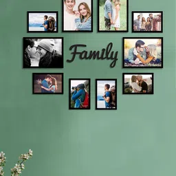 Art Street Set Of 10 Black Solid Family Eco Series Wall Photo Frames-16