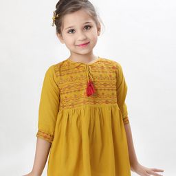 BAESD Girls Embroidered Tie-Up Neck Regular Sleeves Empire Top-26